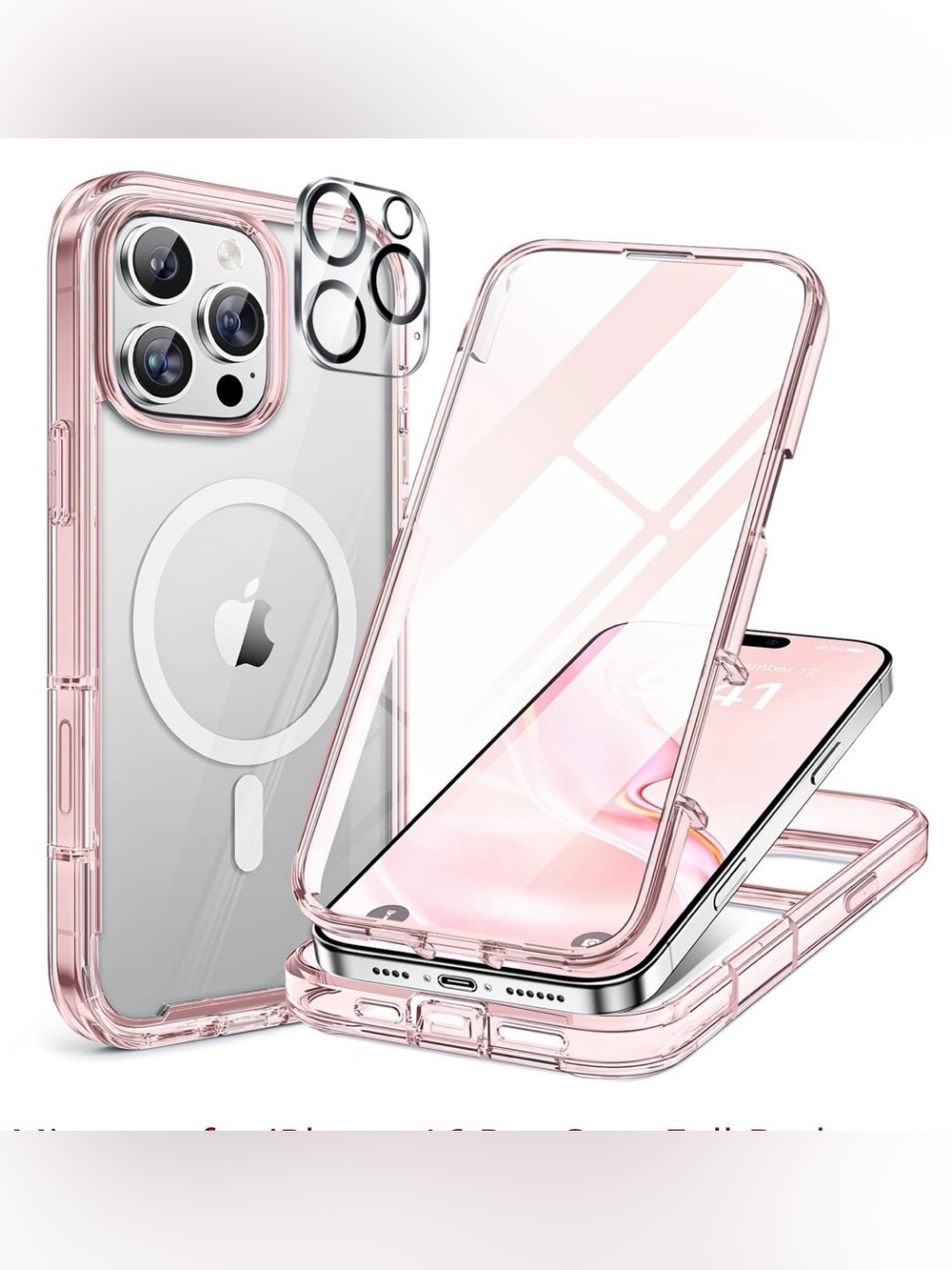 iPhone 16 PRO Full-Body Protective Case MagSafe Compatible - CLEAR PINK